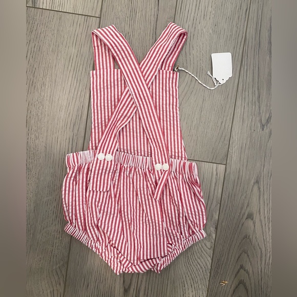 Stripped crisscross back handmade new romper - Picture 2 of 2